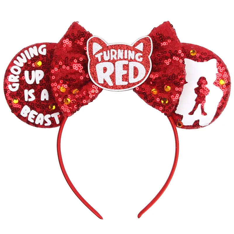 

Disney Turning red Children's Headband Mickey Headband Meimei Raccoon Plush Hairband Anime Figure cosplay Hair band kids Gift