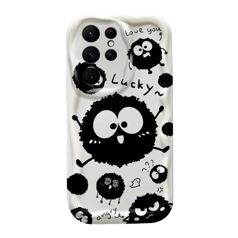 Кофейный черный волнистый чехол с изображением монстра для телефона Samsung Galaxy S24