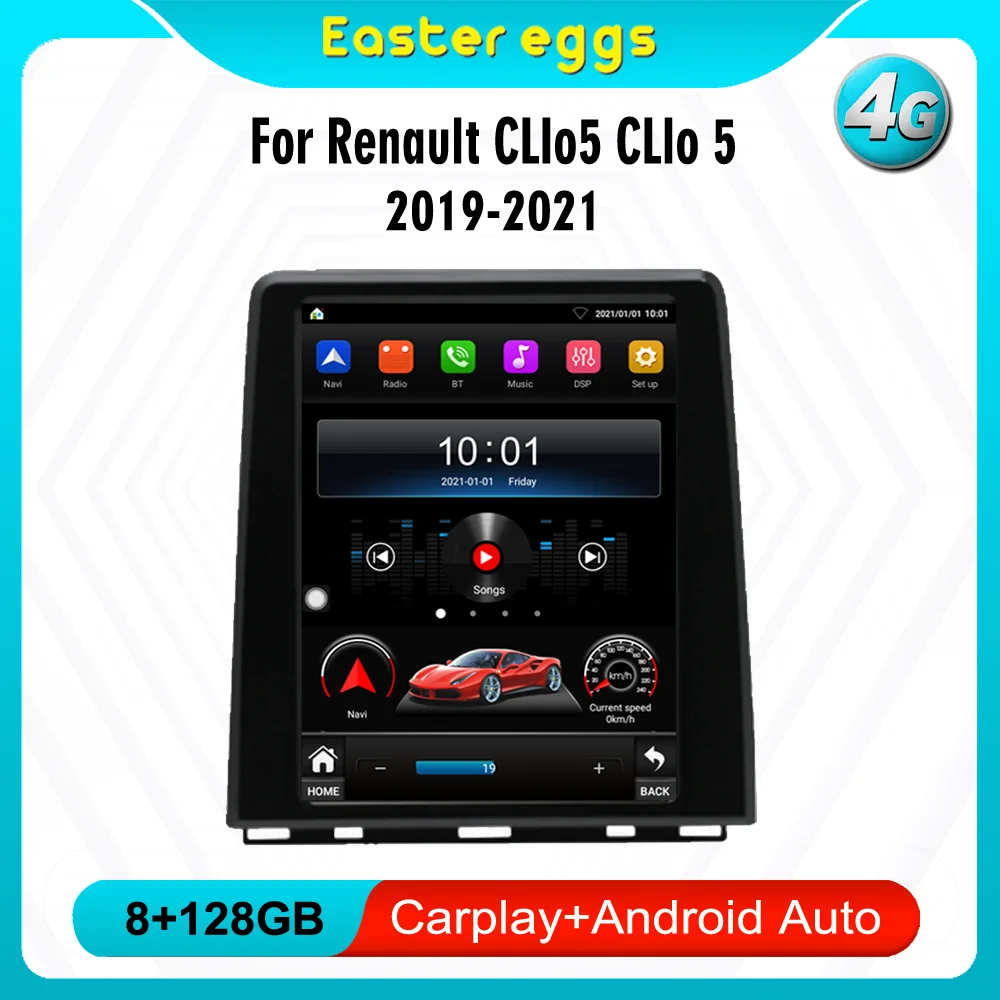 

2 Din Android 4G Carplay Tesla для Renault CLIo5 CLIo 5 2019-2021 автомобильное радио сенсорный экран GPS-навигация мультимедийный плеер стерео