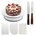 Вращающийся стол для торта, пластиковый нож для теста, 10 дюймов, подставка для пирожных