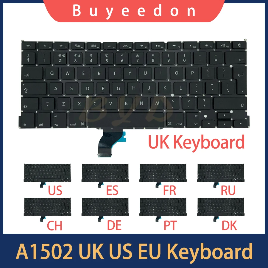 

New Laptop a1502 Keyboard US UK French Arabic Spain Russian Italy Layout For Macbook Pro Retina 13" A1502 2013 2014 2015