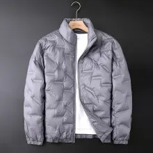 Lightweight Down Jacket Men's Short 2022 New Stand Collar Fashion Printing Casual Warm Autumn and Winter Anti-season Coat