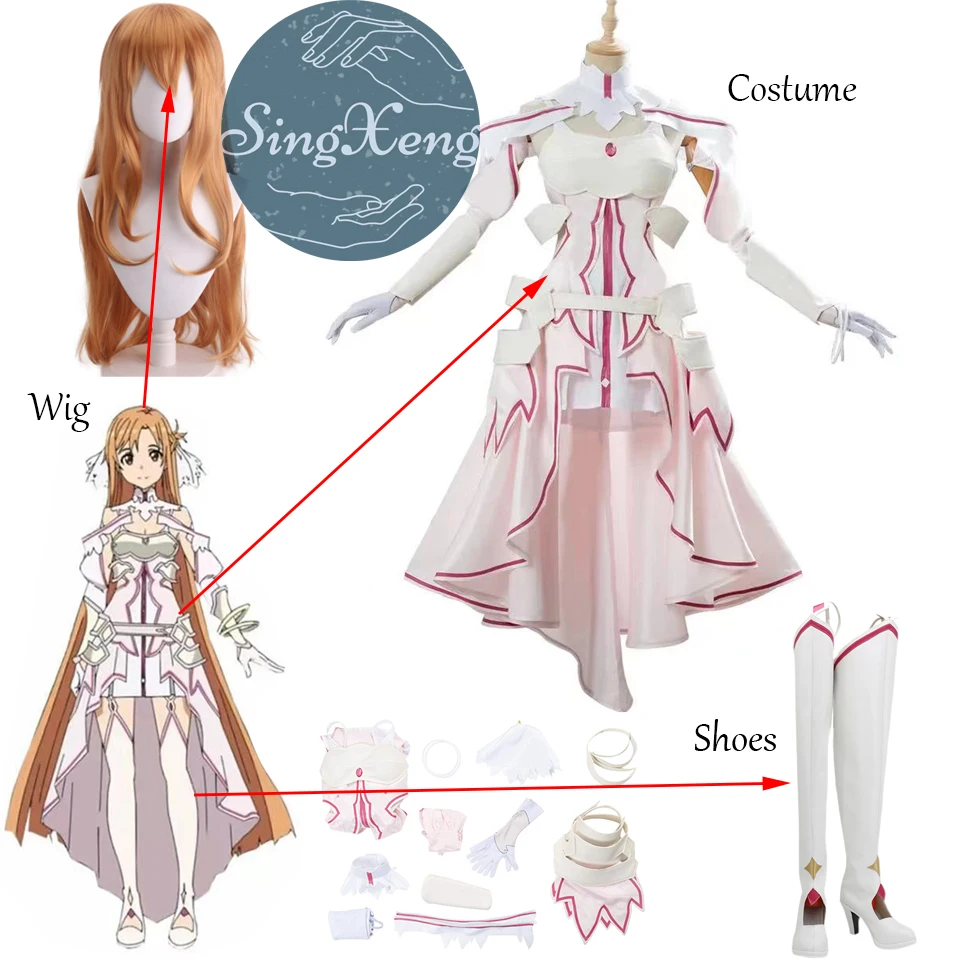 

SingXeng аниме меч искусство онлайн Сан-алинизация Юки костюм Asuna для косплея (костюмированных игр) костюм Хэллоуин Юки Асуна униформа наряд на заказ