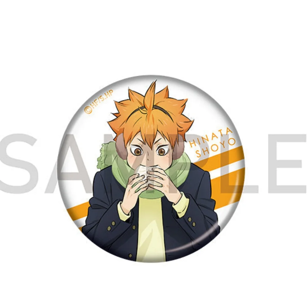 Фото Аниме-значок Haikyuu, 6 см, милый, новый, в форме жестяной броши, с изображением Хинаги, сладкий подарок на День святого Валентина, для худи, на лацкан, спортивный, аниме-пин, брошь, брелок №3