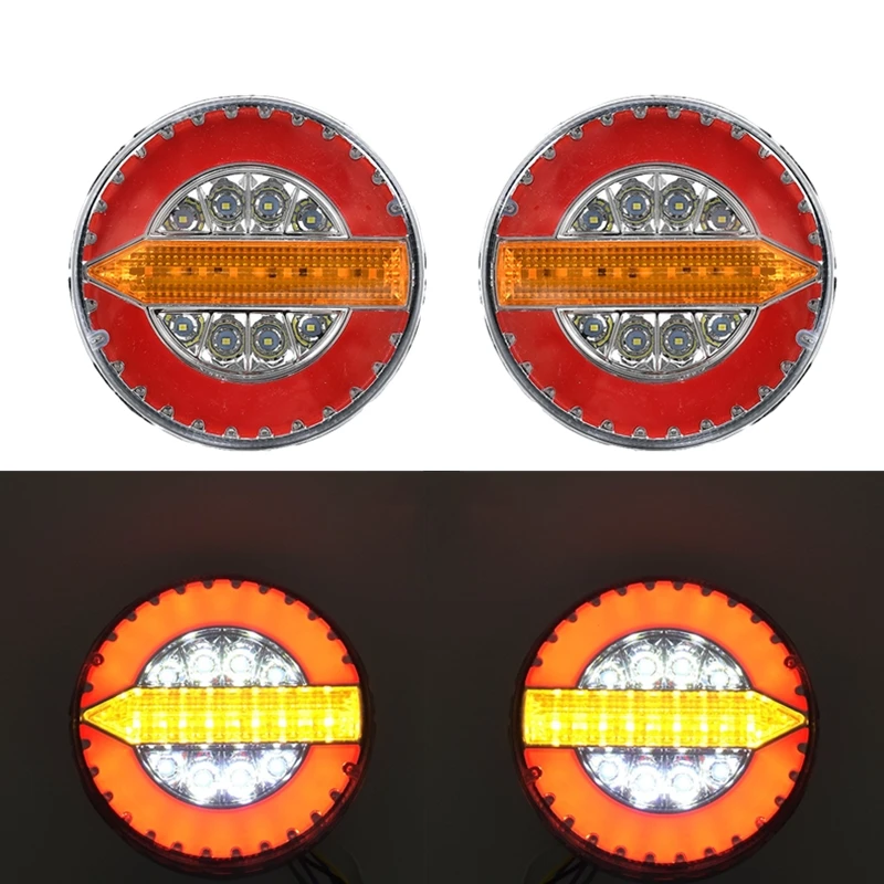

2Pcs 4'' LED Tail Lights Trailer 12V 24V Tractor Rear Light Truck Arrow Sequential Turn Signal Brake Reverse Lamp Taillights