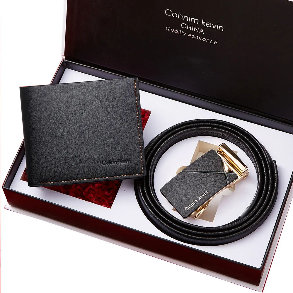 Мужской дизайнерский кошелек с ремнем и автоматической пряжкой набор кошельков