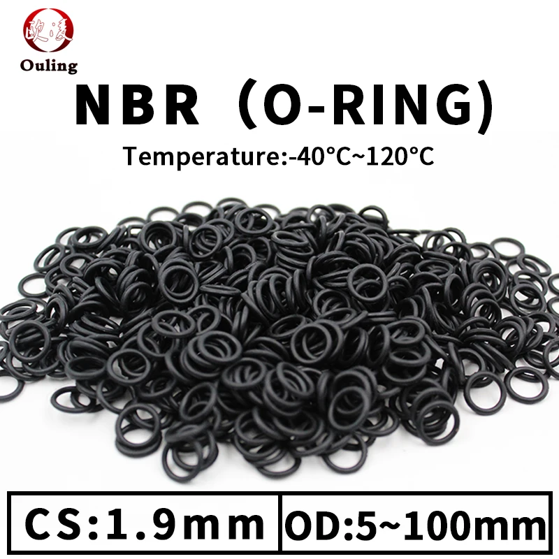 

CS1.9mm OD5-100 NBR O Ring Seal Gasket Thickness Oil and Wear Resistant Automobile Petrol Nitrile Rubber O-Ring Waterproof Black