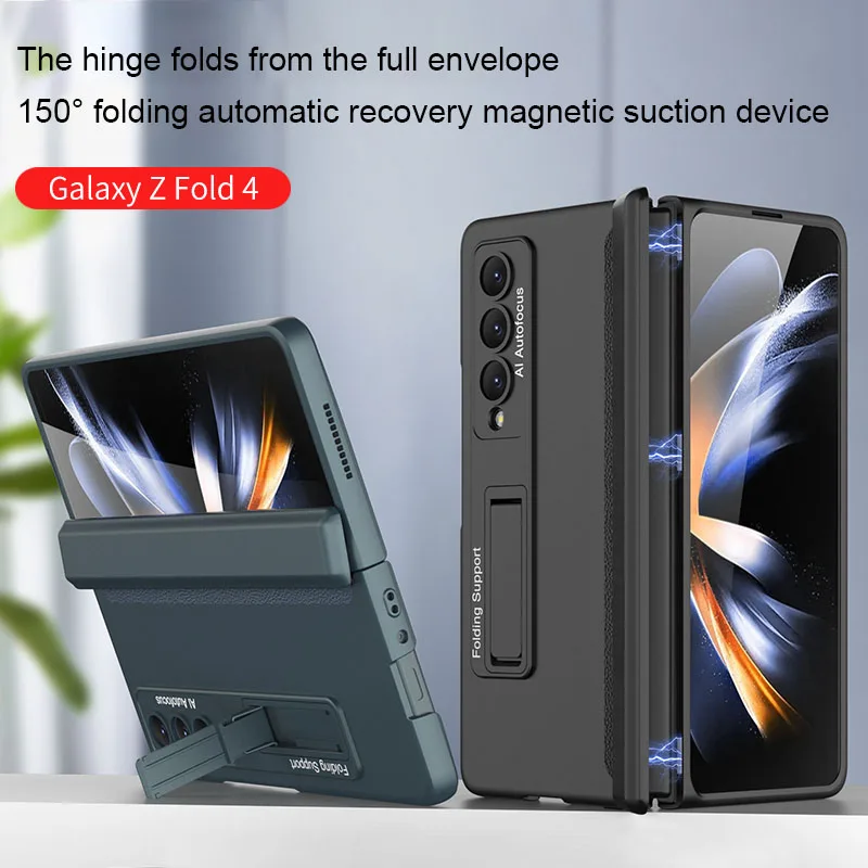

Magnetic Hinge Folding Phone Case For Samsung Galaxy Z Fold 4 Fold3 5G with Invisible Kickstand Fold4 Full Wrap Anti-drop Case