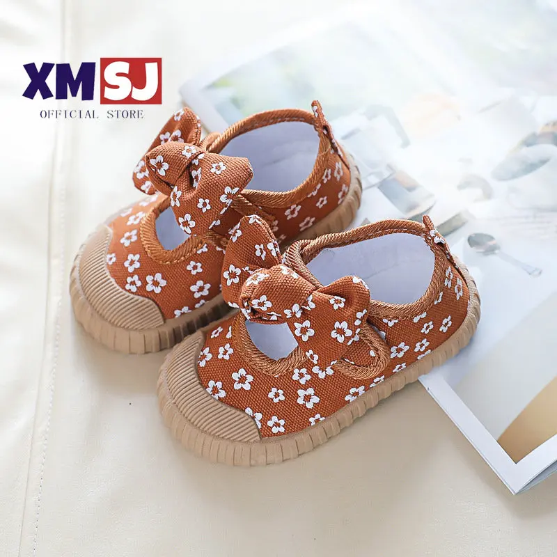 Girls Canvas Shoes 2023 Summer New Sweet Bow-knot Kids Casual Flats Fashion Princess Cloth Shoes Size 21-32 Baby Girls Shoes