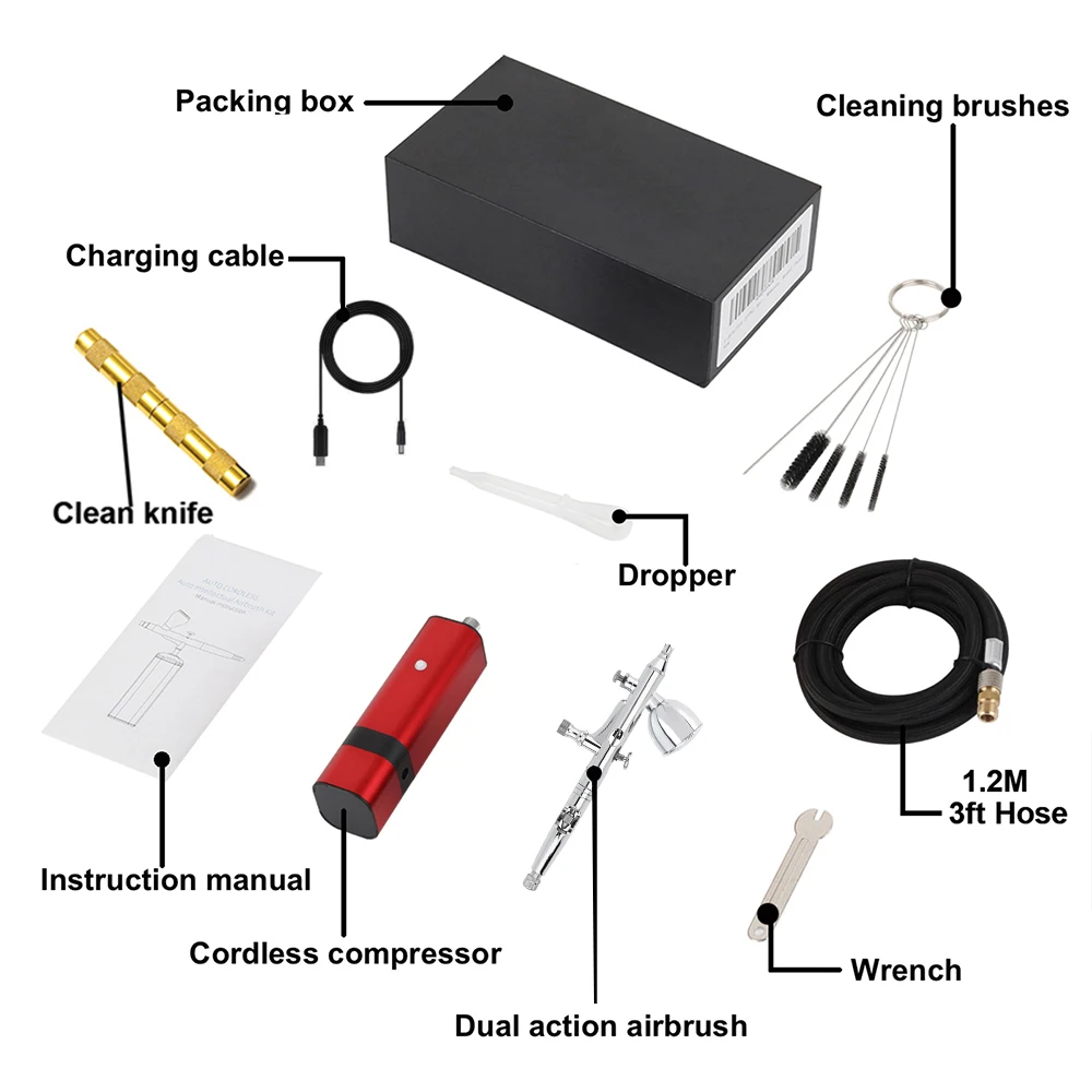 RIBO Беспроводной мини-аэрограф-компрессор высокой емкости для временных