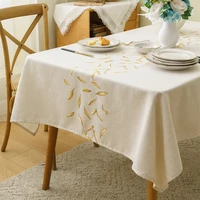 gold leaf embroidered tablecloth wedding birthday party home dining table cloth cover white rectangle table cloth for home decor