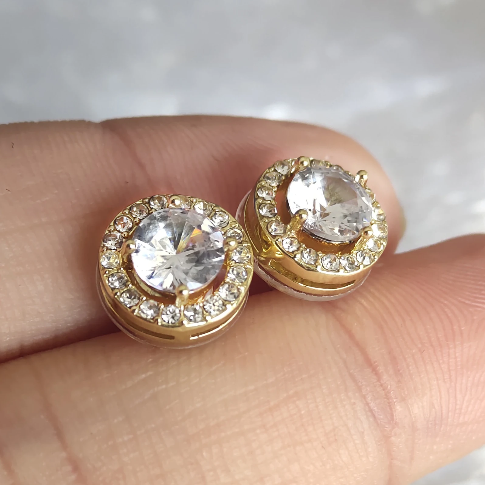 ZAKOL корейские белые круглые серьги-гвоздики с кристаллами из циркона для