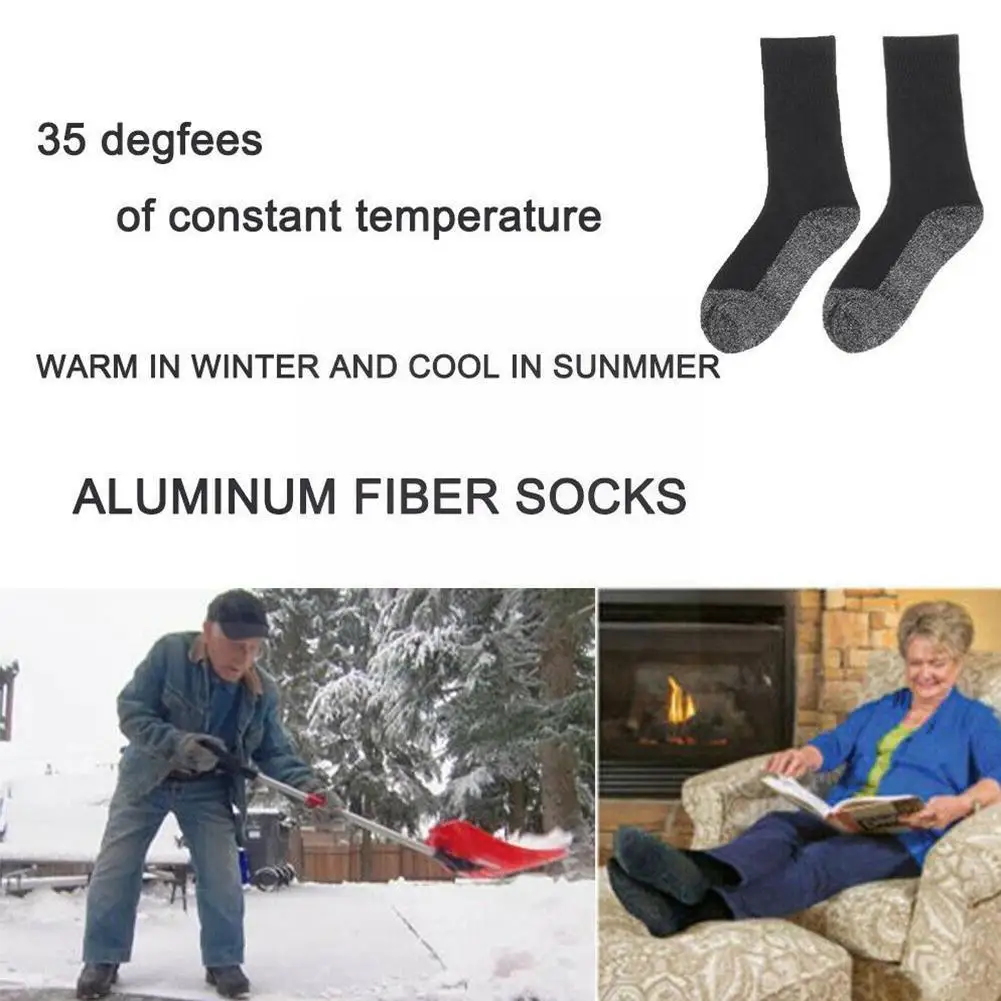 

1 Pair 35 Degree Winter Thermal Heated Socks Aluminized Comfort Socks Warm Unique Foot Soft Fibers Keep Thicken Super Ultim J0b9