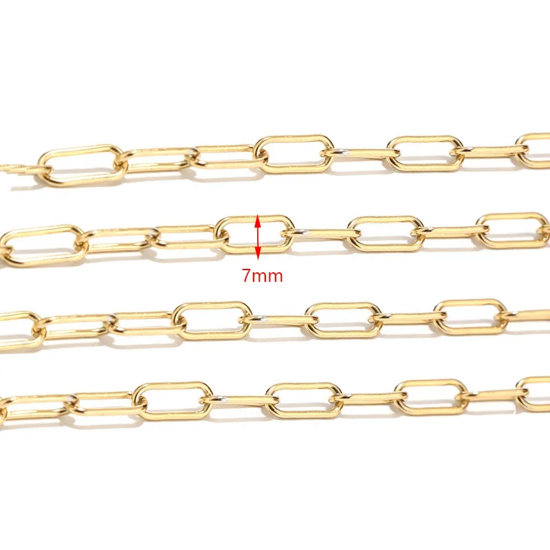 1 м нержавеющая сталь 7 мм ширина золотой тон Rolo кабельные цепи тяжелая шикарная