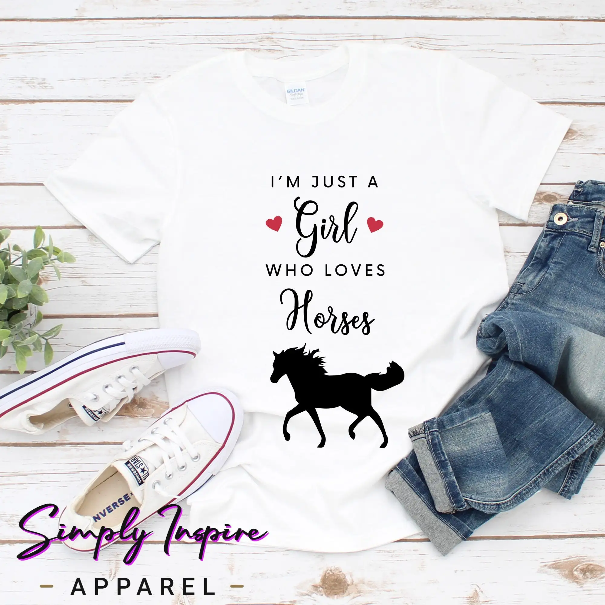 Рубашка Любитель животных \ Я просто девочка которая любит лошади Подарок для