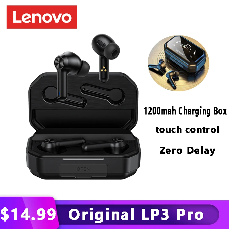 

Original Lenovo LP3 Pro TWS Earphones Bluetooth 5.0 1200mAh Charging Case HIFI Music Wireless Headphones with Mic Gaming Headset