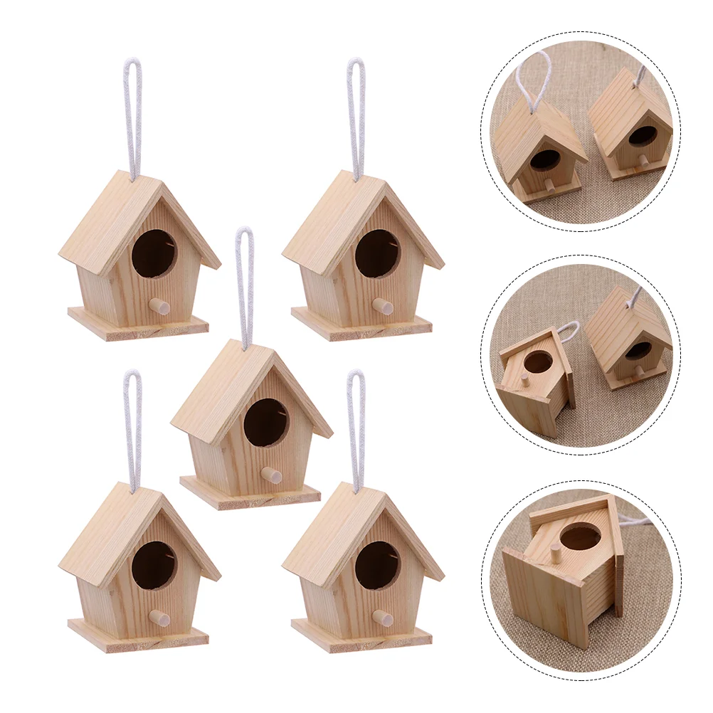 

Bird Houseunfinished Houses Box Wood Hummingbird Wooden Unpainted Birds Place Resting Breeding Diy Birdhouse Cage Nesting