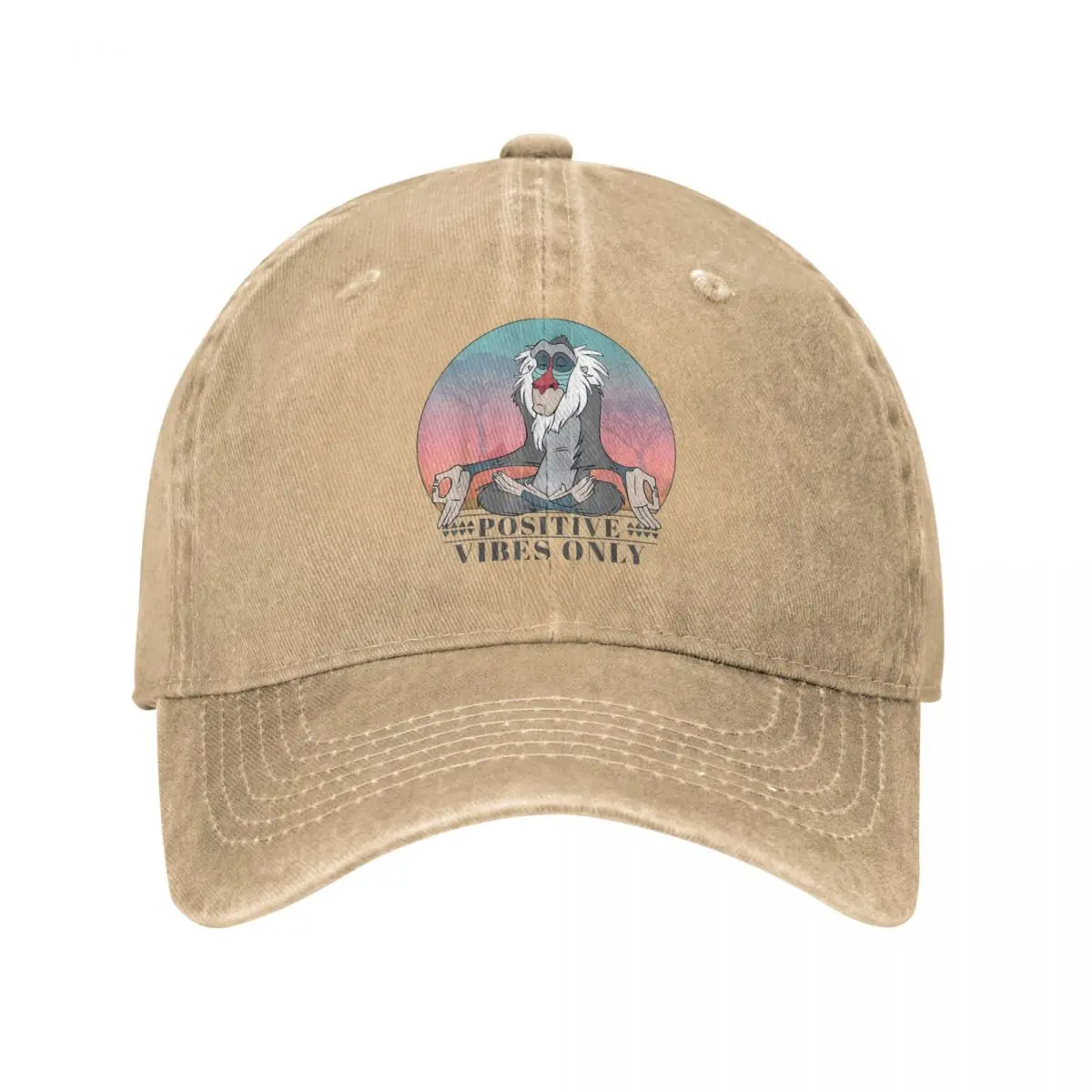 

Disney Lion King Unisex Style Baseball Caps Rafiki Positive Vibes Only Washed Caps Hat Vintage Outdoor Activities Snapback Hat