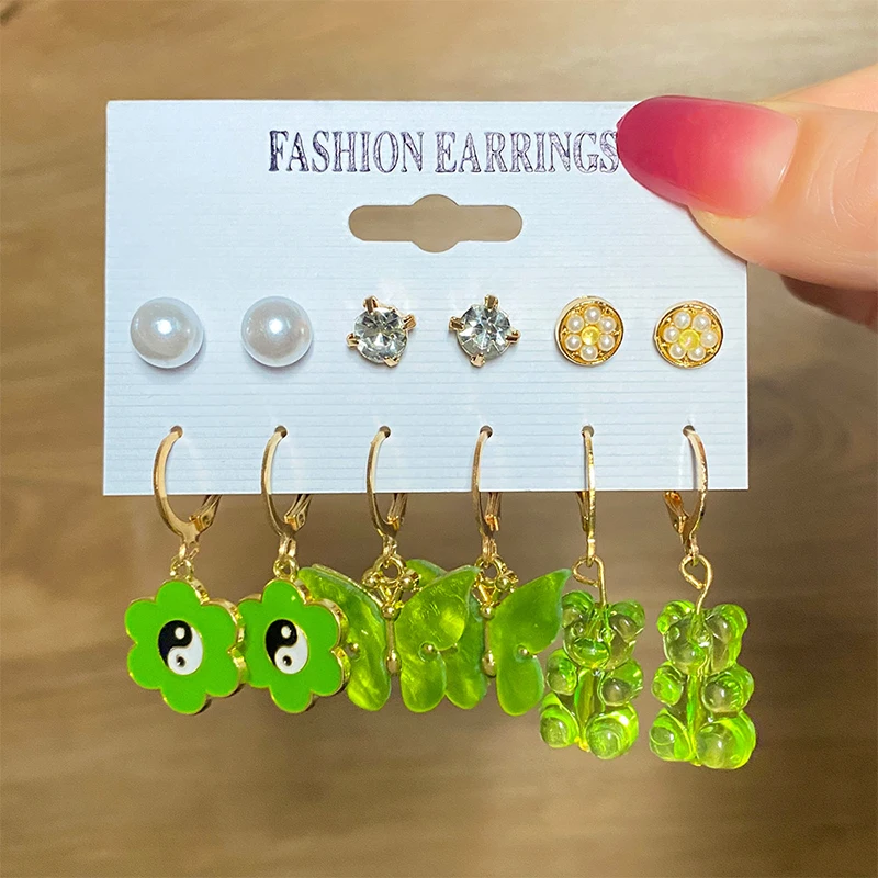 

Geometric Pendant Hoop Earrings Set For Women Gold Color Cute Butterfly Ear Huggies Jewelry Wholesale Girls Party Gift
