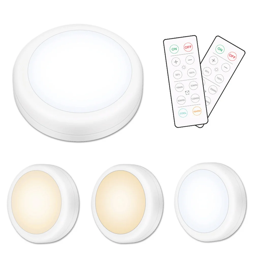 

Battery Powered Dimmable Push Tap Lights with Timer Touch Sensor Wireless LED Puck Night Light Kitchen Stairs Closet Lamp