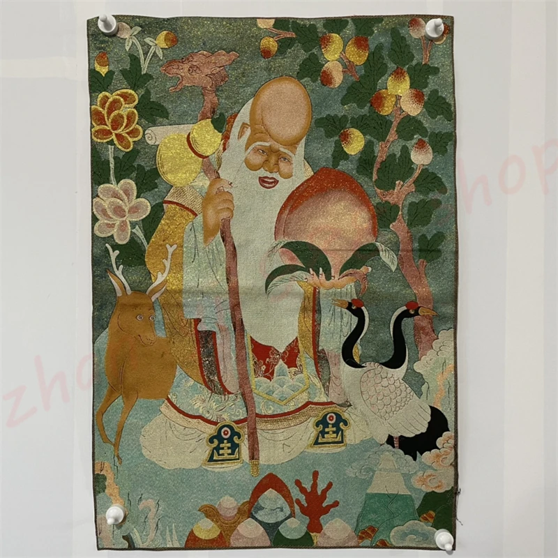 

Embroidered Thangka, Longevity Star, Exquisite Home Traditional Auspicious Decoration Painting