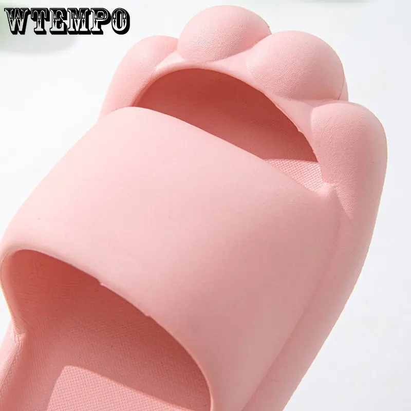 WTEMPO Summer Women Men Slippers Indoor Bath Platform Non-slip Home Shoes Cartoon Flip Flops Cat Paw Beach Sandals Dropshipping
