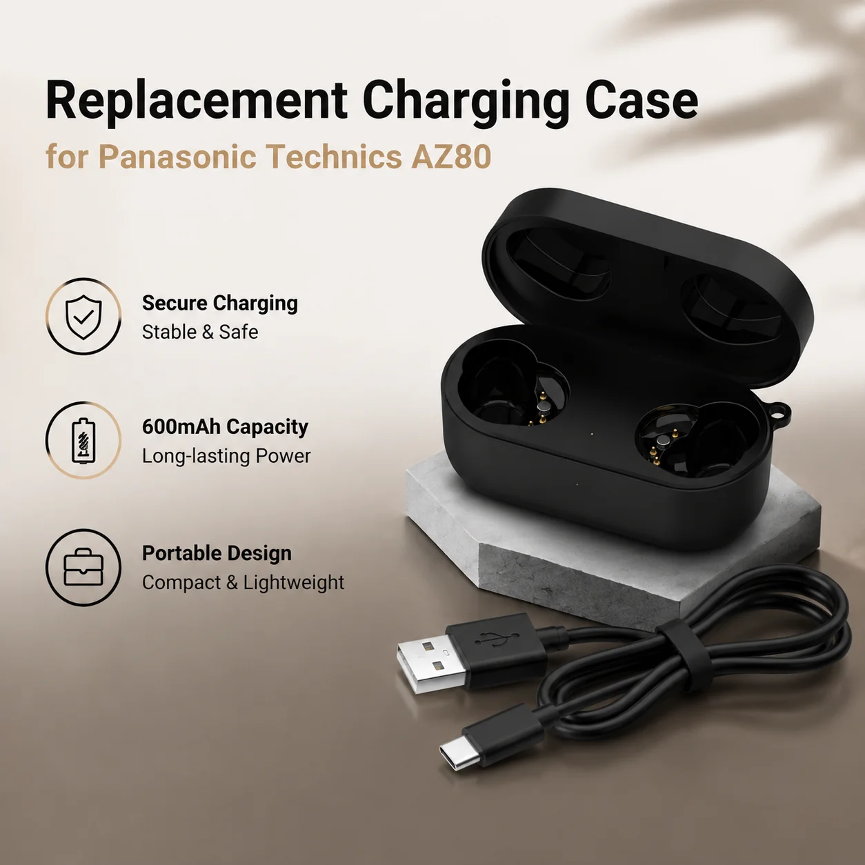 Запасной чехол-кейс для беспроводной зарядки наушников Panasonic Technics AZ80, без наушников (art.: 3920dc869ef24) - 3920dc869ef24