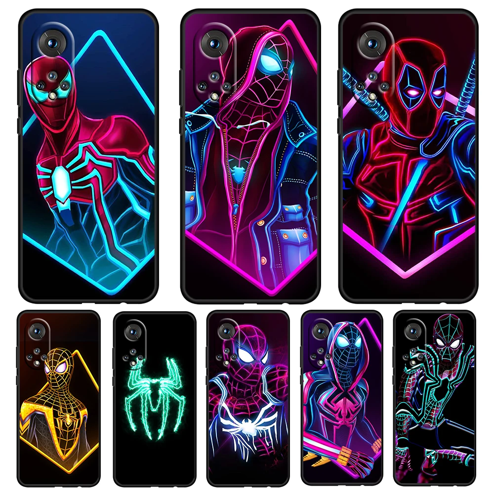 

Marvel Avengers SpiderMan For Honor 60 50 20 SE Pro X30 10X 10i 10 9X 9A 8X 8A Lite Silicone Soft TPU Black Phone Case Cover