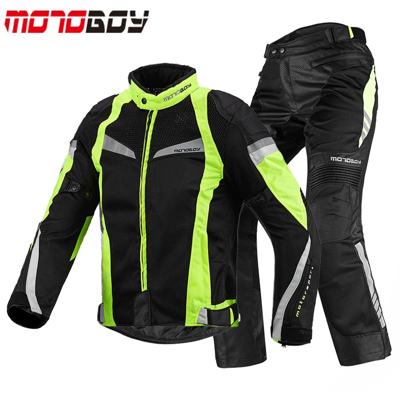

MOTOBOY Motorcycle Jacket Summer Breathable Motorcycle Riding Suits Reflective Motocross Jacket Clothing With CE Protective Gear