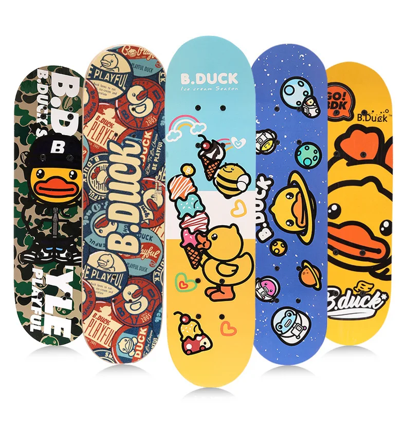 Little Yellow Duck Children's Four Wheel Skateboard Beginner Girls Children's Vitality Shortboard Boys Double Rocker