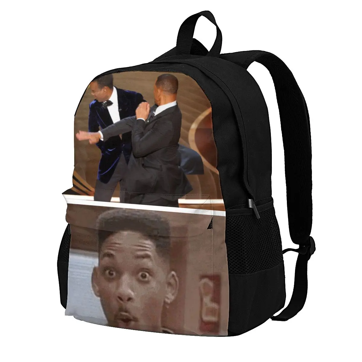 

Will Smith Slaps Chris Rock Backpacks Fresh Prince Reacts Wow Jogging Female Pattern Backpack Elegant Polyester Bags