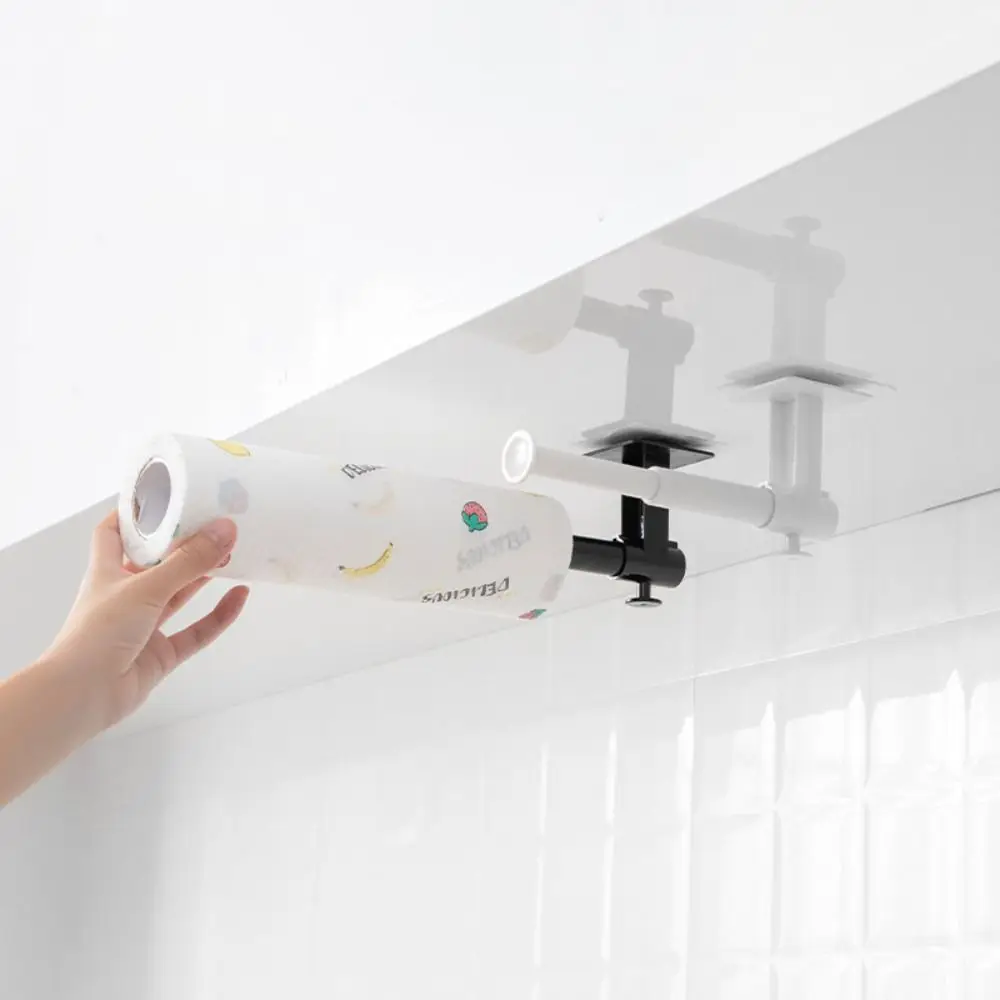 

Plastic Hat Storage Rack Pot Lid Organizer L-Shaped Retractable Towels Holder Punch-Free Wall Mounted Cling Film