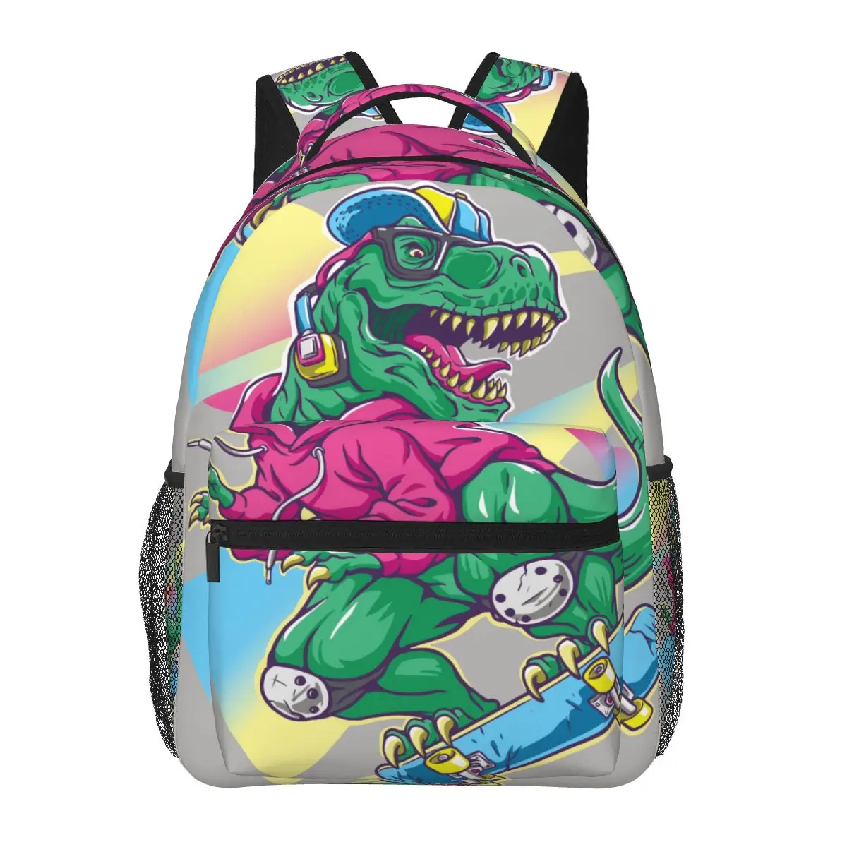 

Teenagers Boy Backpack Humorous T Rex Dinosaur Riding On Skateboard Casual Laptop Backpack Student School Bag Backpack