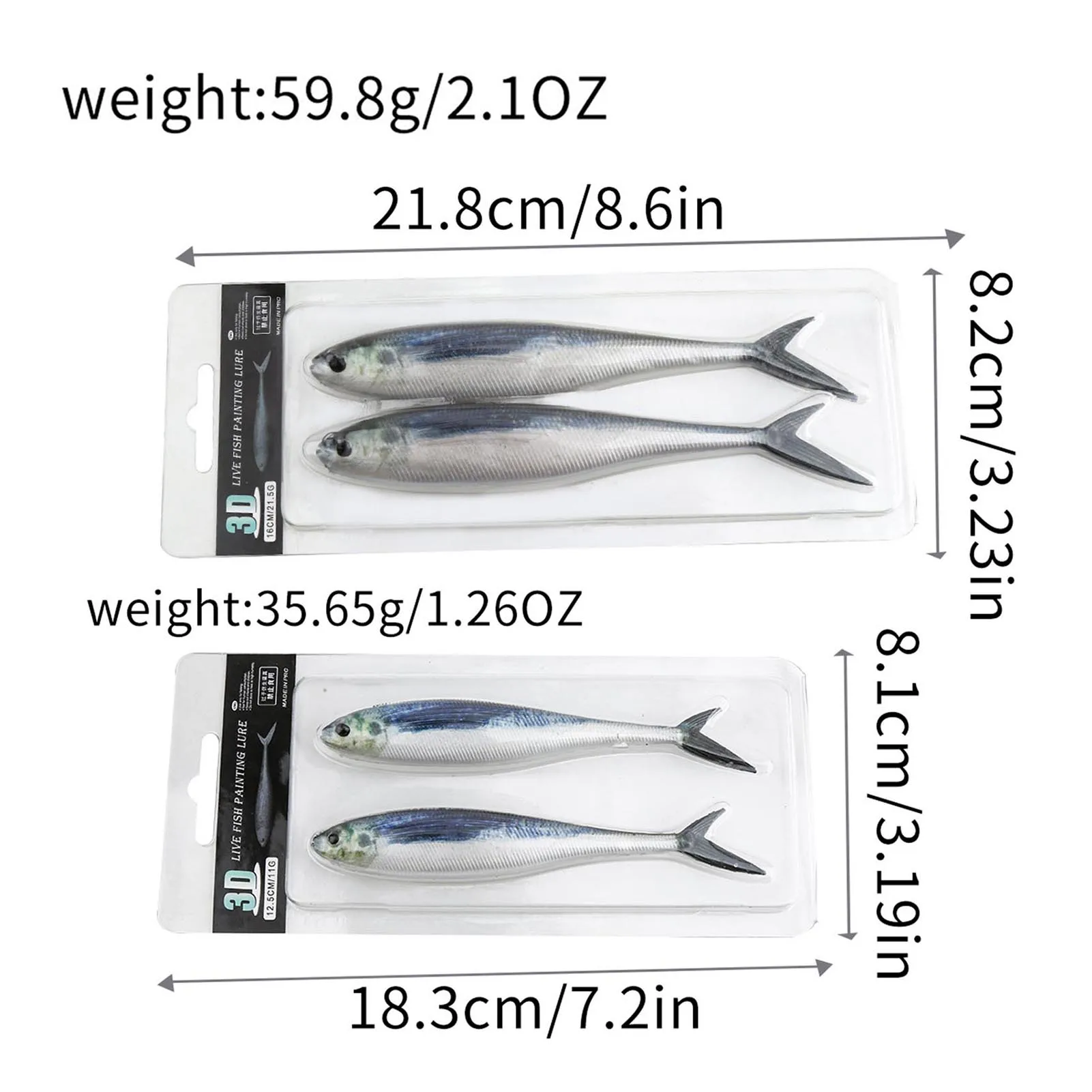 2 шт. мягкие рыболовные приманки с 3D принтом