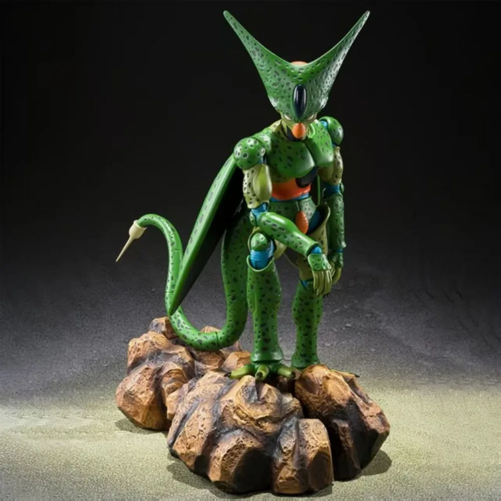 Фото В наличии: Оригинальная фигурка BANDAI S.H.Figuarts Dragon Ball Z Cell First Form, аниме-фигурка, модель сменных лиц, игрушки, подарки №4