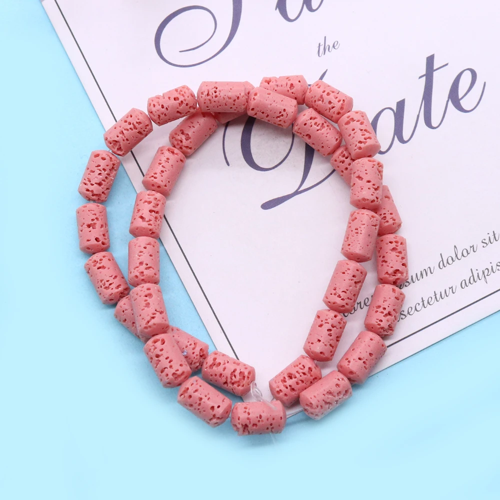 Натуральная колонна из вулканической породы черные свободные бусины цилиндр