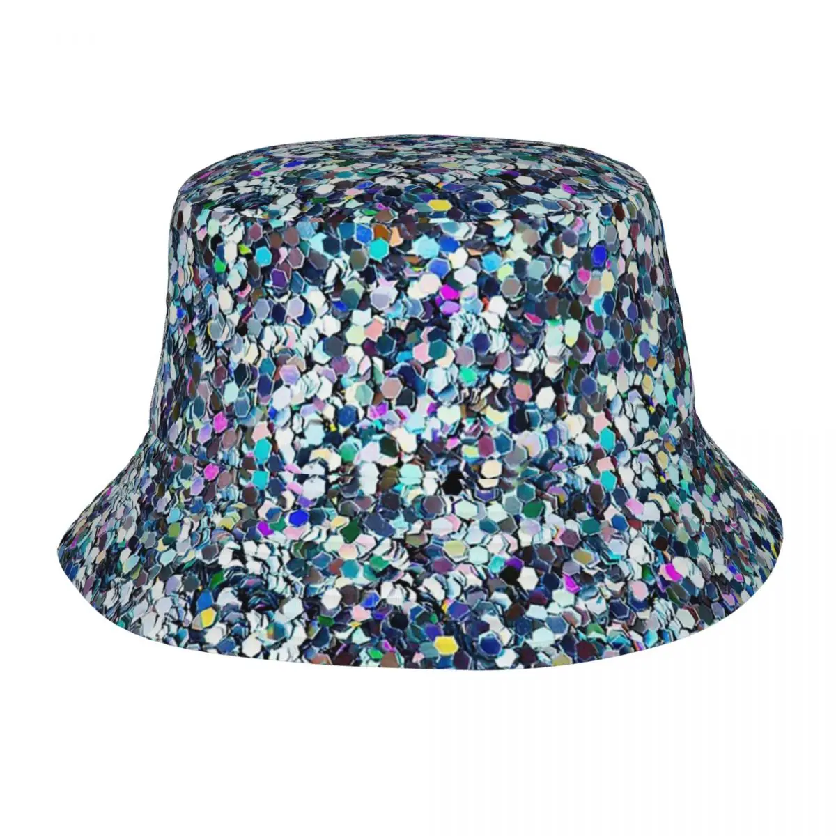 

Silver Sequins Glitter Sparkle Diamond Bucket Hat Spring Picnic Fishing Fisherman Cap for Camping Unisex Session Hat Lightweight