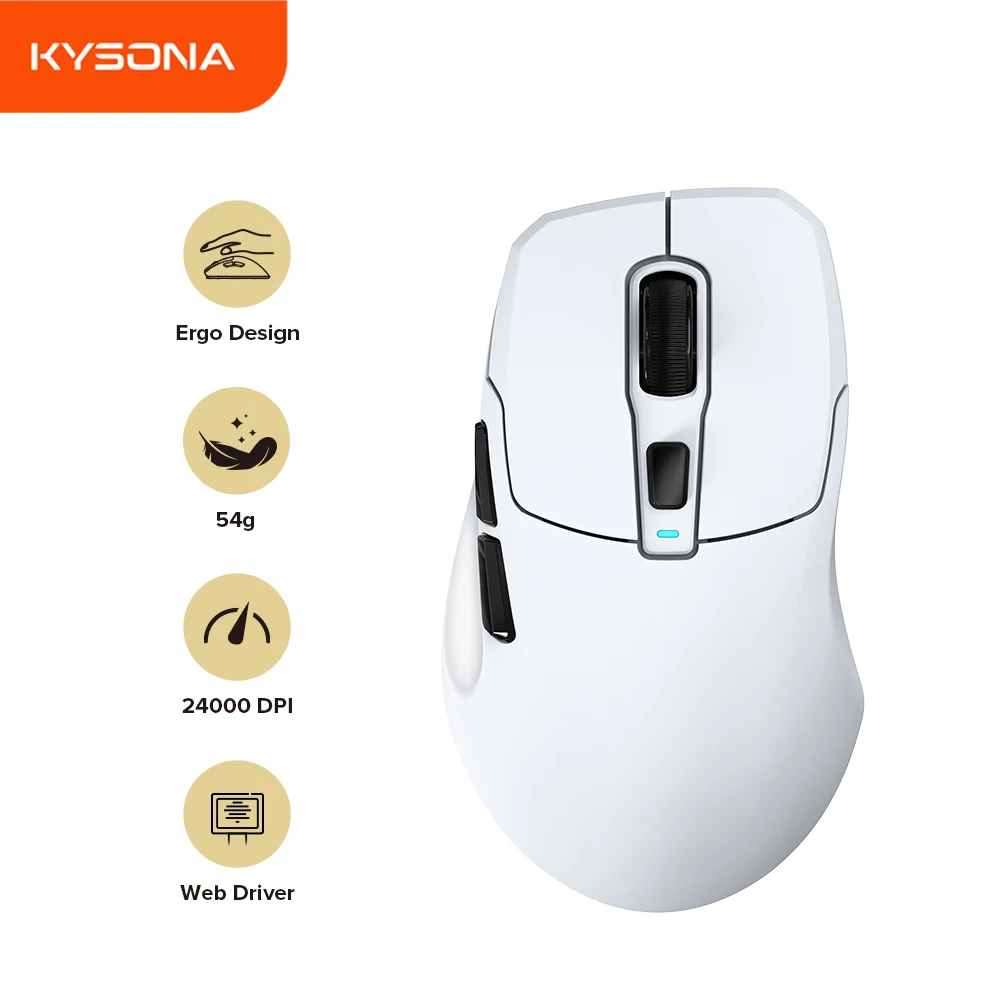 Фото KYSONA Uranus SE PAW3311 Беспроводная игровая мышь Bluetooth-мышь эргономичная 54 г легкая частота отката 1 кГц для портативных ПК №1