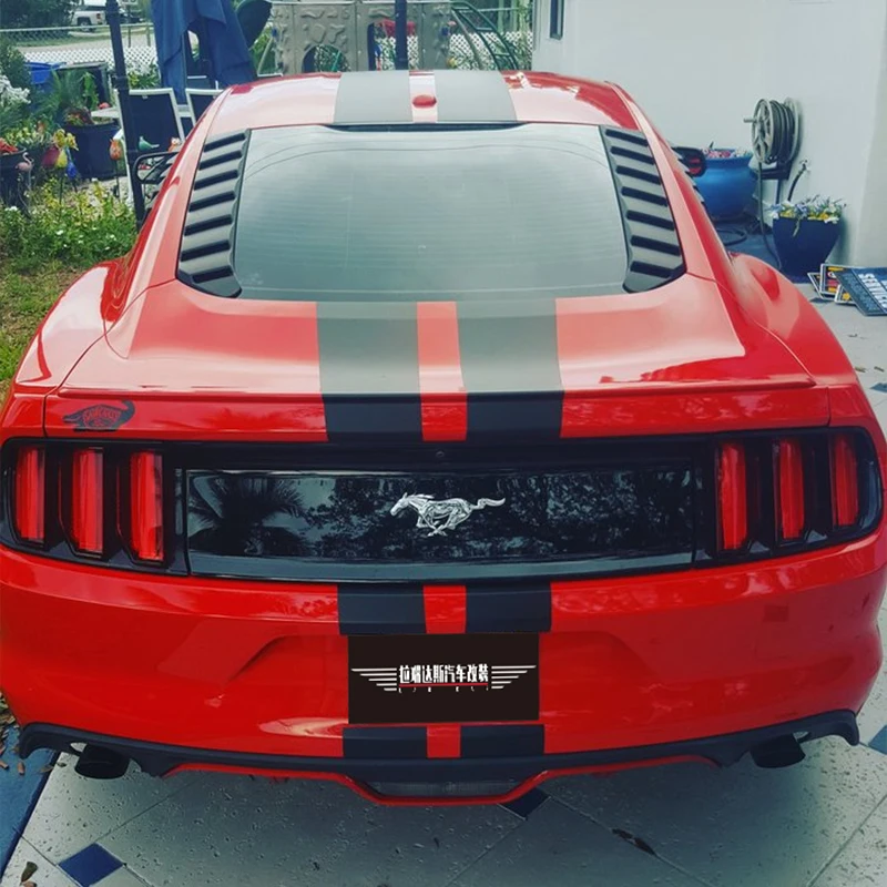 Фото Для Ford Mustang Sport 2015-2023 года, жалюзи на заднее окно, 1 пара, литой полипропиленовый материал, матовый черный комплект внешнего кузова автомобиля №4