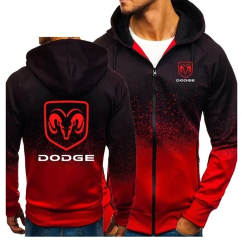 

New 3d Gradient For Dodge Sweatshirts Harajuku Hoodies Zipper Pullover Sweatshirt Men Cotton Clothing Jackets Coats