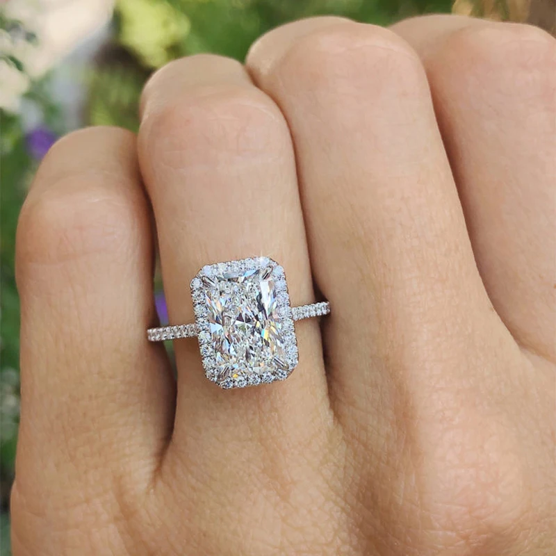 

New 2023 New Long Square Cubic Zircon Crystal Ring for Women Luxury Engagement Wedding Accessories Fashion Contracted Jewelry