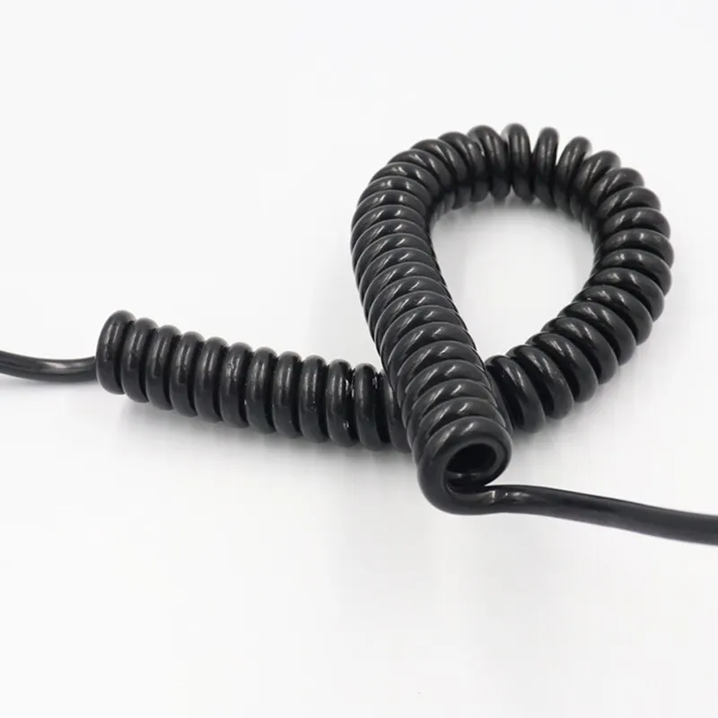 Фото Пружинный полиуретановый кабель, провод, 4 ядра, 20, 26, 22 Awg, растягивающийся 1, 2, 3, 4, 5, 6, 7, 8, 9, 10 метров, спиральный Телескопический провод №4
