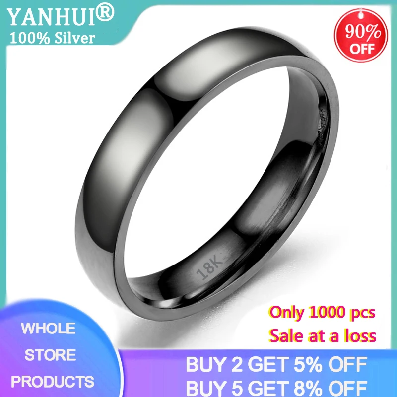 

Sale at a loss! 4mm Never Fade Original Solid Stainless Steel Ring Black Gold Color Wedding Band For Women&Men Couple Gift