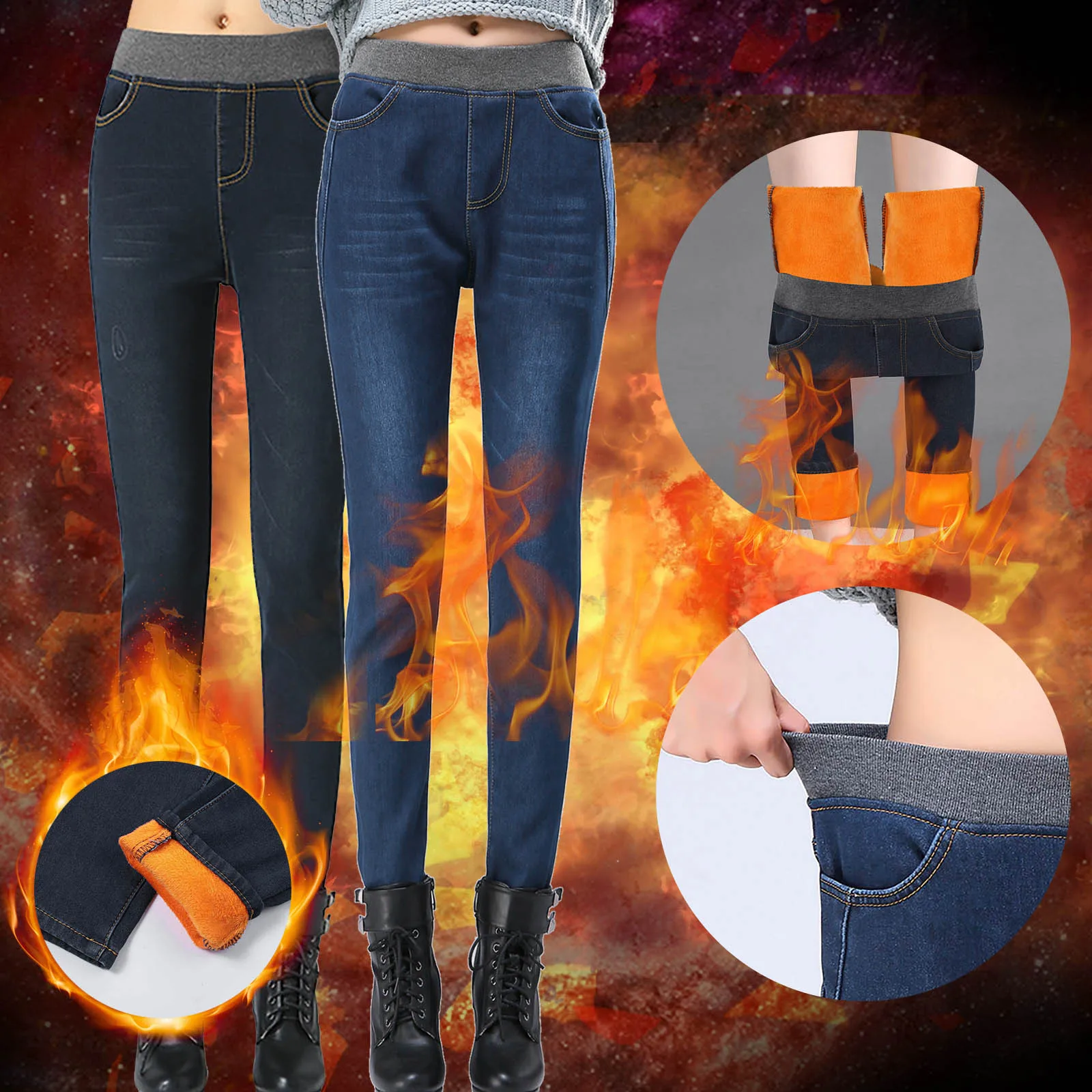 

Women's High Waist Loose Thickened Warm h Straight Jeans Haren Long Pants Short Jean Pants for Women Super Straight