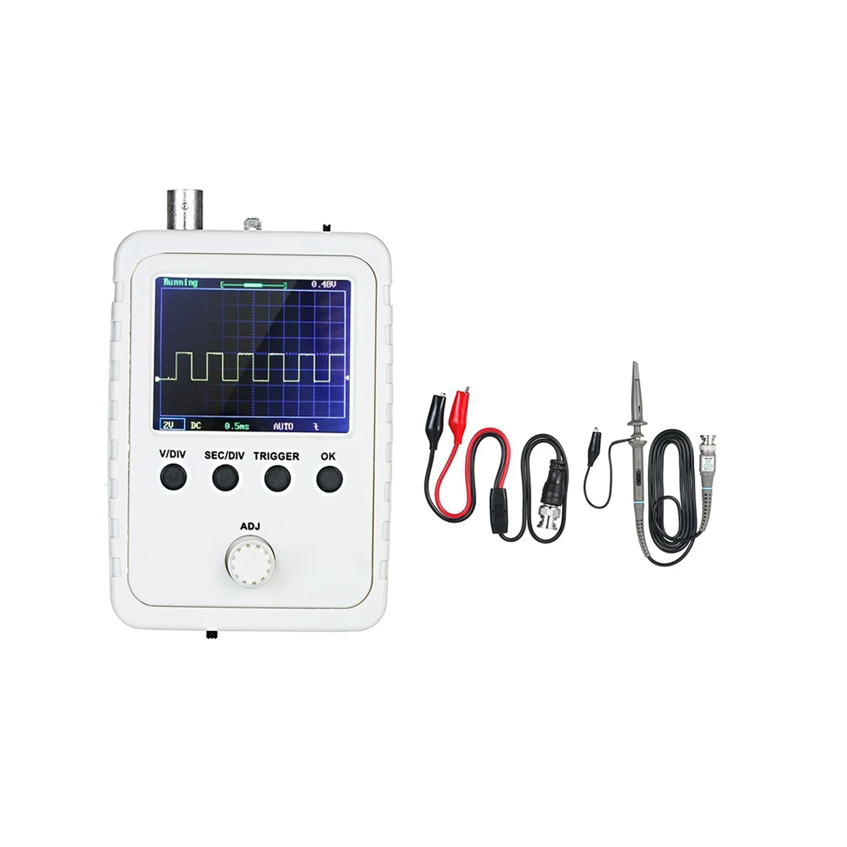 

Mini Oscilloscope Handheld Digital Oscilloscope with 0-200KHz Bandwidth 1M Sampling Rate with Probe EU Plug