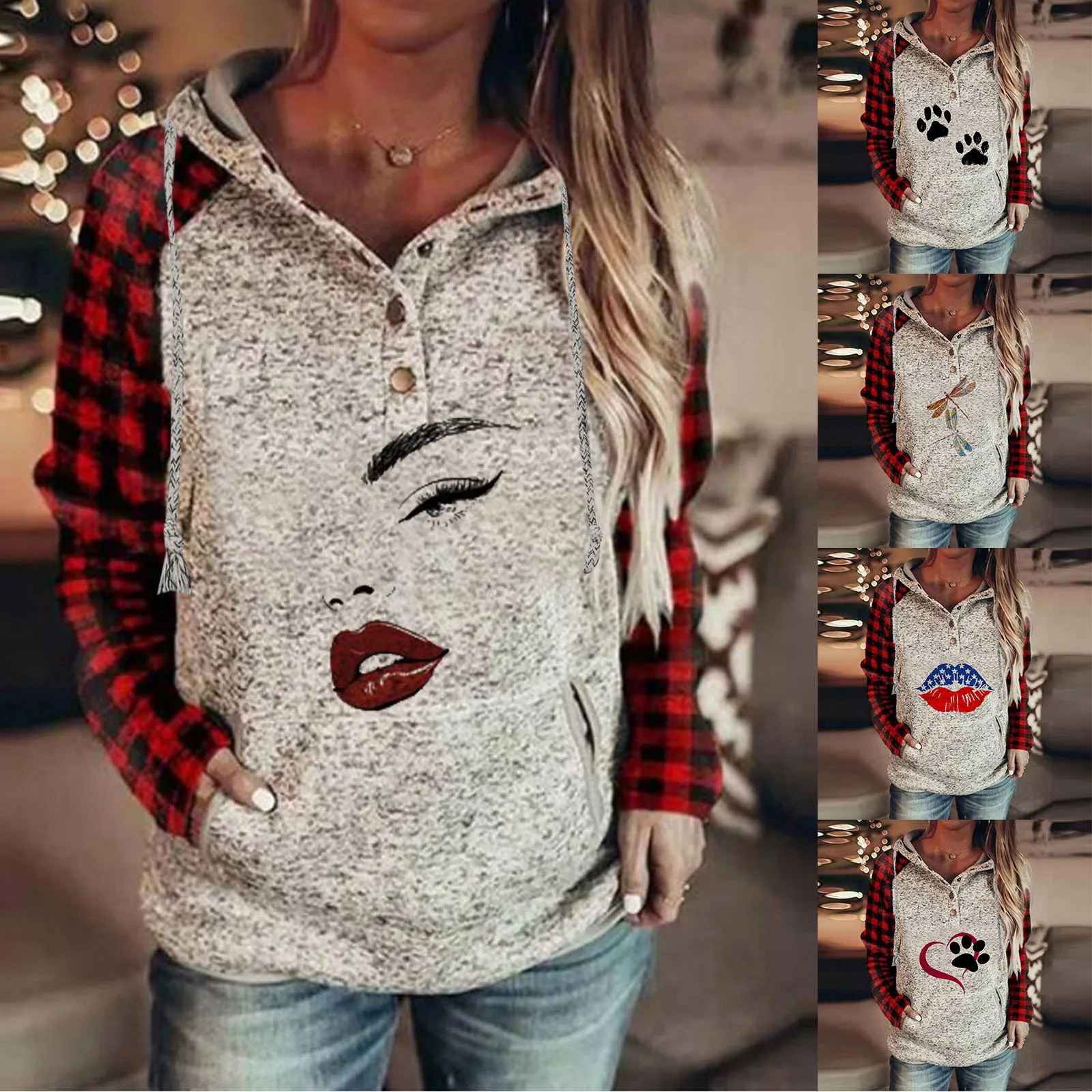 

Sleep Jacket Women's Pullover Hoodies Tops Button Down Long Sleeve Sweatshirts With Pocket Band 1