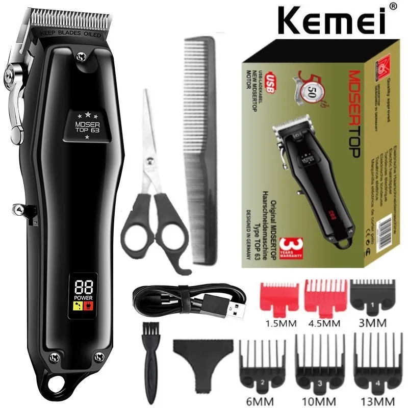 

kemei TOP63 professional barber cordless hair clipper for men adjustable electric hair trimmer rechargeable hair cutter machine