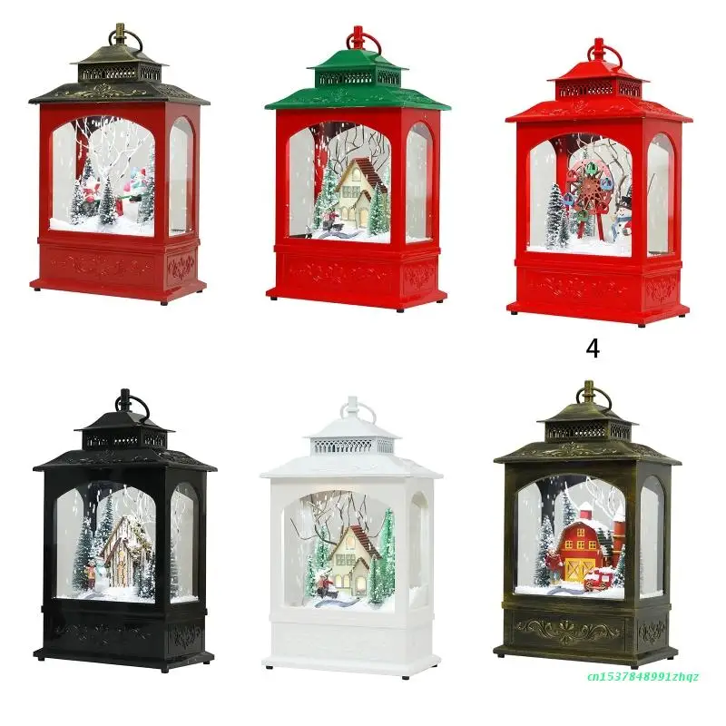 Christmas Snow Wind Lantern with Led Light and Music Fairy Night Lamp Ornament