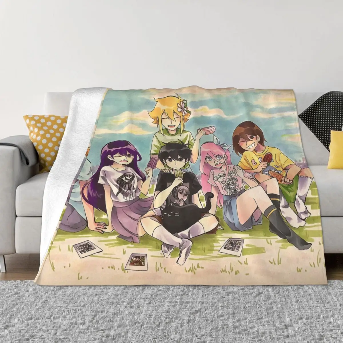 

Omori Wool Blanket Sunny Aubrey Chibi Kel Hero Funny Throw Blankets for Bed Sofa Couch 150*125cm Bedspread