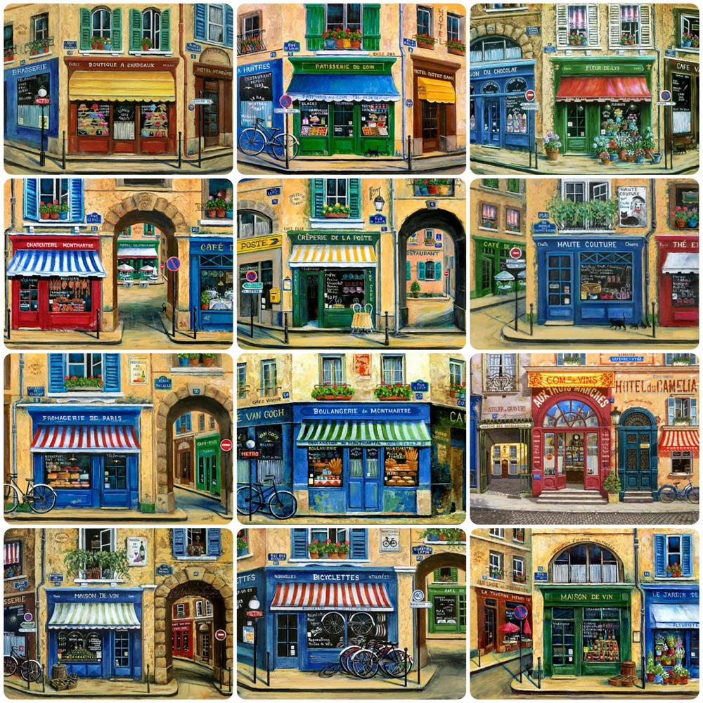 

HUACAN Coloring By Numbers Town Landscape DIY Frame HandPainted Wall Art Painting By Number House For Living Room